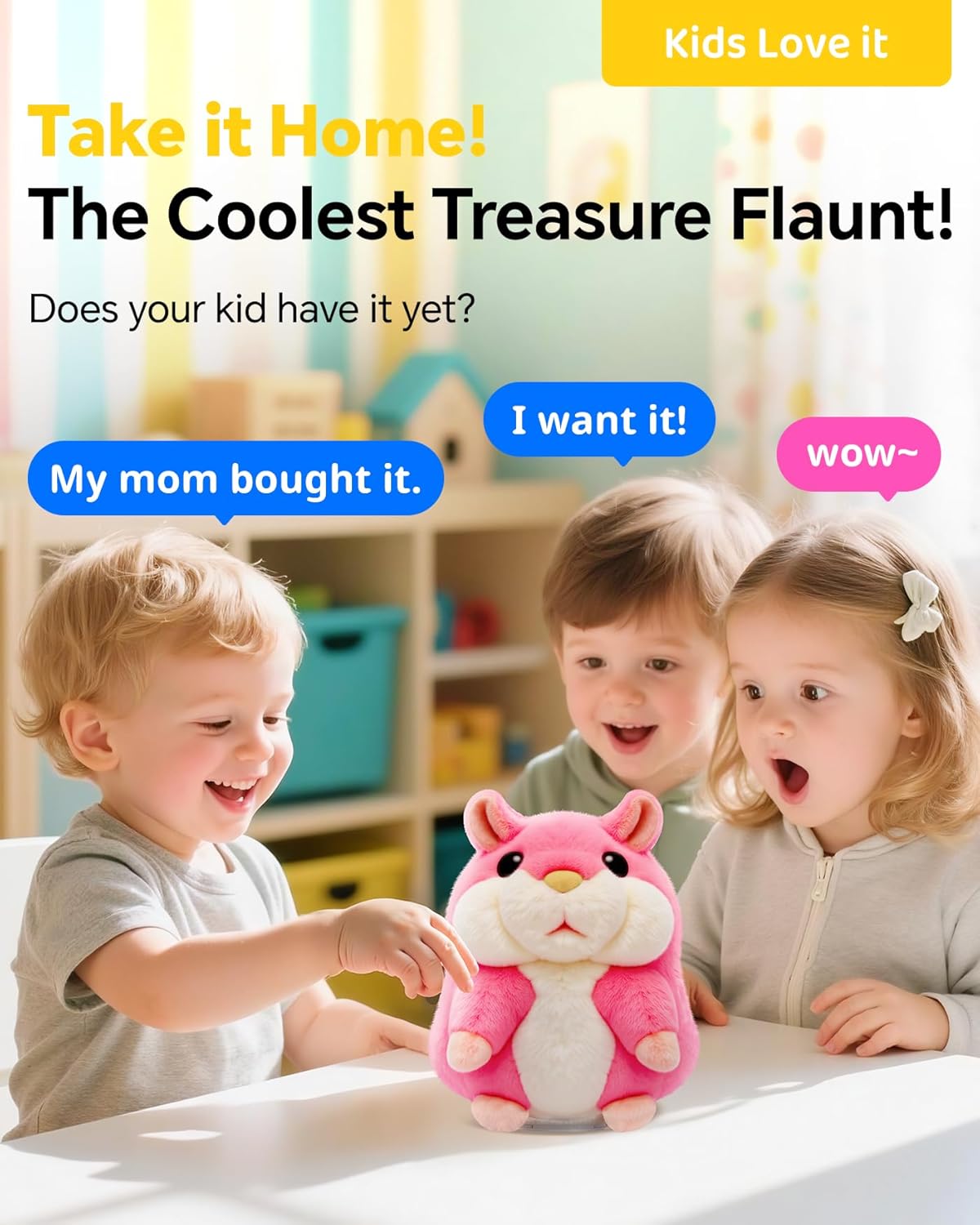 Talking Hamster Repeats What You Say,2025 Top Christmas Funny Gifts,Toddler Toys for Ages 2-4 5-7 8-13 Girls Pink Stocking+Stuffers Kids Interactive Dolls,a Most Popular Stuffed Animal Plush