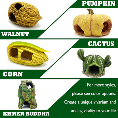 Pumpkin Leopard Gecko Hide Reptile Bearded Dragon Tank Hideout Caves Accessories Halloween Turtle Lizard Snake Décor Amphibian Habitat Tortoise Terrarium Decoration