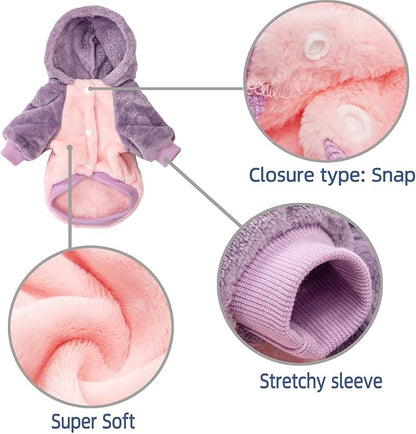 FabriCastle Dog Hooded Sweater, Dog Clothes for XXS XS Small Dogs Girl & Cats, Soft and Warm Pet Coat, Winter Pet Jacket, Doggy Apparel Costumes, Puppy Outfits Snap On Hoodies (Pink Body, X-Small)