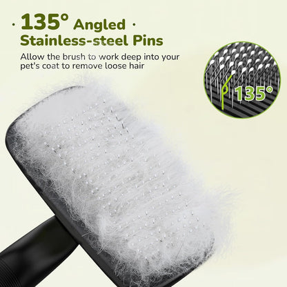 Pecute Self-Cleaning Slicker Brush for Dogs, Cats, Lightweight Dog Brush for Shedding Massaging Grooming, Cat Brush Gently Removes Loose Fur Undercoat for Dogs Cats Rabbits of All Hair Types