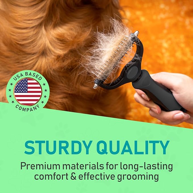 Maxpower Planet Pet Grooming Brush - Double Sided Undercoat Rake for Dogs and Cats, Extra Wide, Reduce Shedding by 95%, Grey