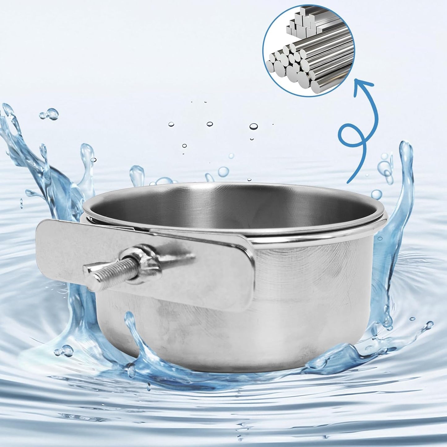 kathson 4 Pack Bird Feeding Dish Cups, Stainless Steel Parrot Feeders Water Cage Bowls with Clamp Holder Bird Feeders for Parakeet Cockatiels Conure Budgies Lovebird Finch and Small Animals