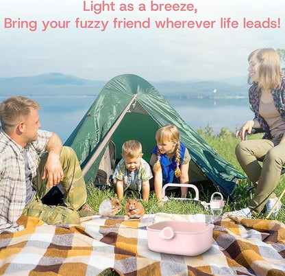 Portable Hamster Carrier Cage for Travel - Acrylic Small Animal Cage with Ventilation Holes,Escape-Proof Hamster Travel Cage for Outdoor Picnics, Vet Visits(Pink)