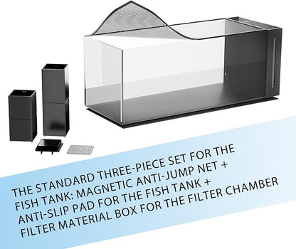 Ultra Clear Rimless Aquarium Tank gallons Low Iron Glass Side Filtration + Anti-Jumping net (40Gal)