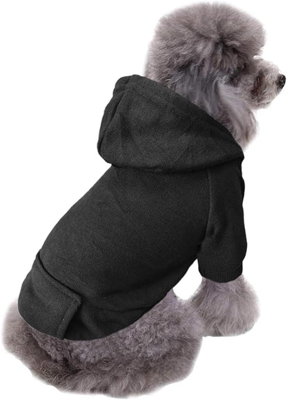 Jecikelon Winter Dog Hoodie Sweatshirts with Pockets Warm Dog Clothes for Small Dogs Chihuahua Coat Clothing Puppy Cat Custume (Black, X-Small)