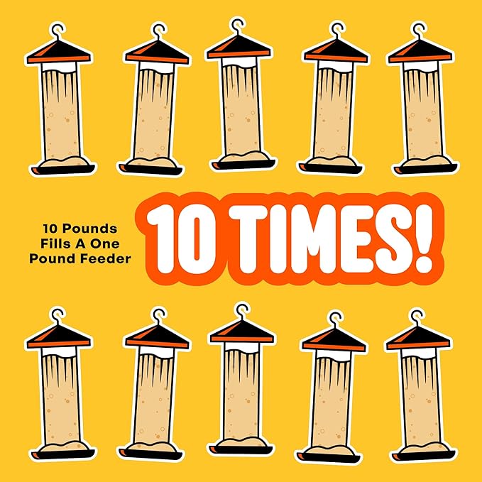 No Mess Sad Squirrels Hot Bird Seed – 10 lb. Spicy Shell-Free Blend with Peanuts, Sunflower Hearts & Chili Pepper Oil – No Waste, Squirrel-Resistant Bird Food for Outside Feeders