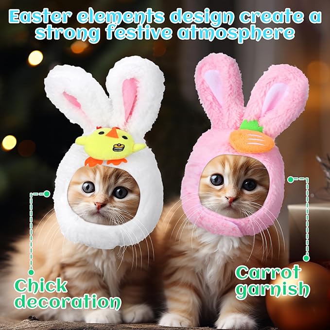 Weewooday 5 Pieces Cat Costume Halloween Bunny Hat Outfit with Ears Funny Cat Hat and Small Dogs Kitten Puppy Party Christmas Easter Costume Accessory Headwear(Chic Style)
