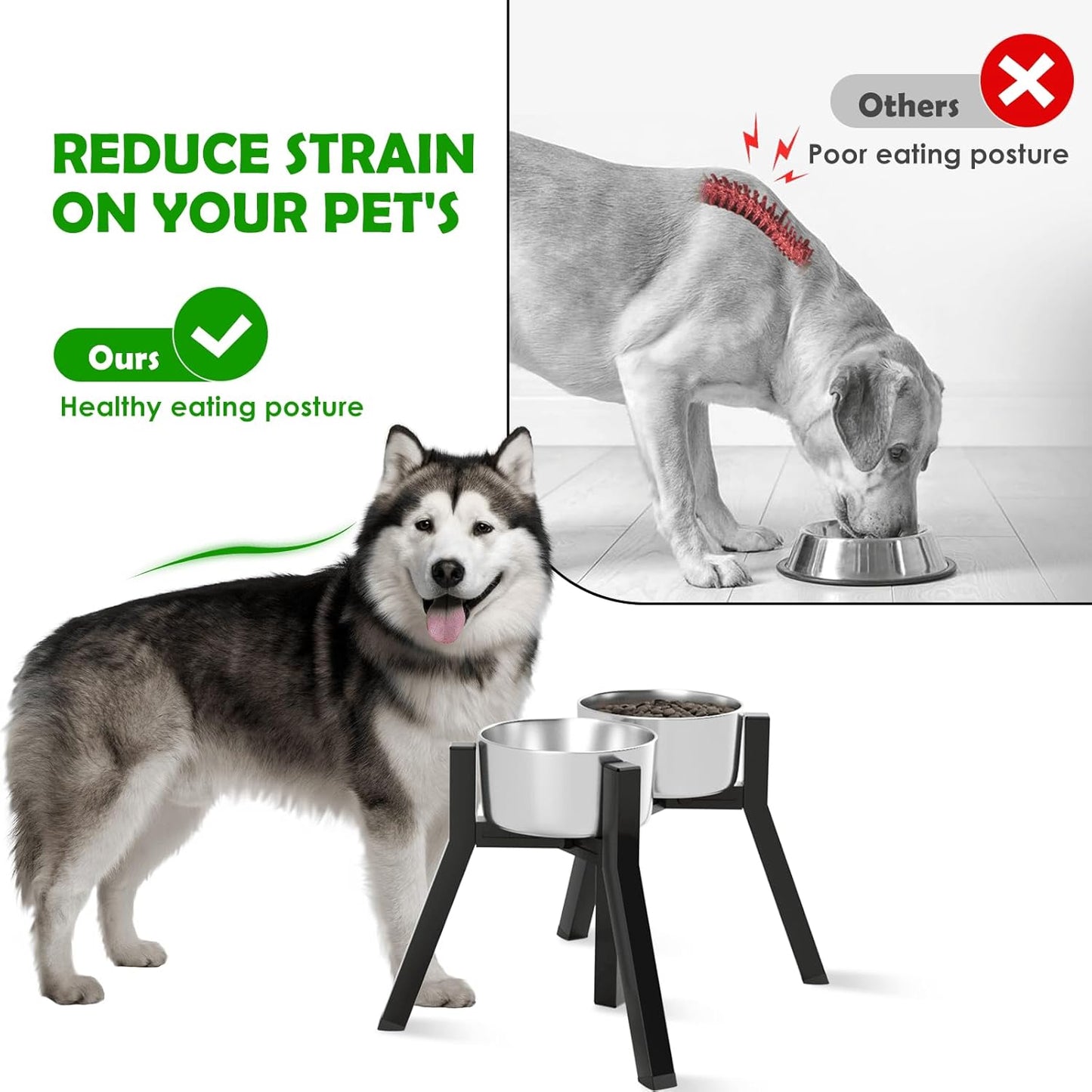 Elevated Dog Bowl Stand for Large Dogs, Adjustable Width 7-10.6", Raised Dog Food Water Holder, 2-in-1 Design, Bowl Not Included