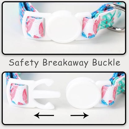 Unique style paws 2 Pack Kitten Collar Breakaway with Bell & Pendant, Adjustable Safety Cat Cotton Collars for Girl Boy Cats and Small Pets