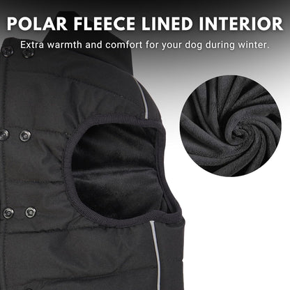 Spark Paws Dog Winter Jacket, Water-Resistant Coat, Warm Reflective Windproof Fleece-Interior, for Medium and Large Dogs - Black - M