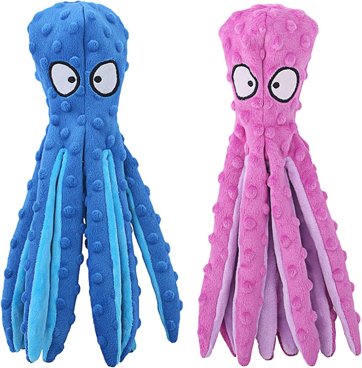 HGB Squeaky Dog Toys - Octopus No Stuffing Crinkle Plush Large Dog Toys to Keep Them Busy for Puppy Teething Chewing, Pet Supplies for Small, Medium, and Large Breeds, 2 Pack