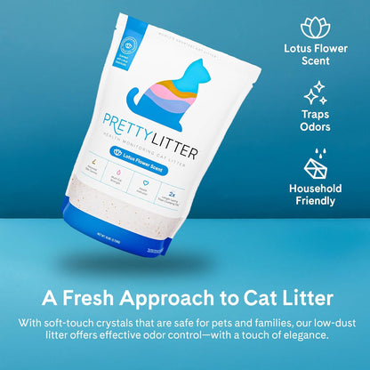 PrettyLitter Health Monitoring Cat Litter (Lotus Flower, Non Clumping) | Lightweight & Low Tracking, Color Changing Silica Gel Crystals, Advanced Odor Control — 6 Lbs, Pack of 2 (Two Month Supply)