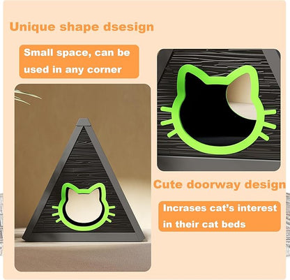DRATO Cat House for Indoor Outdoor Cat Shelter Feral Cat Outside Easy to Install and Clean for Indoor, Balcony use (Black, 23.82 * 25.59 * 25.67)