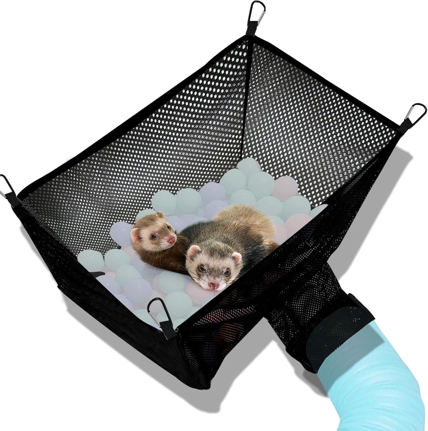 Ferret Ball Pit Hammock,Ferret Hammock Playpen Toy Box Cube for Cage Compatible with Tunnel System(Ball Not Included)
