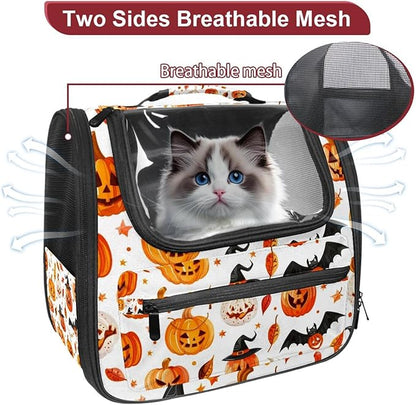 Pumpkin Helloween15 Pet Travel Carrier | Ventilated Comfortable Design with Safety Features | Ideal for Small to Medium Sized Pets Cats, Dogs etc