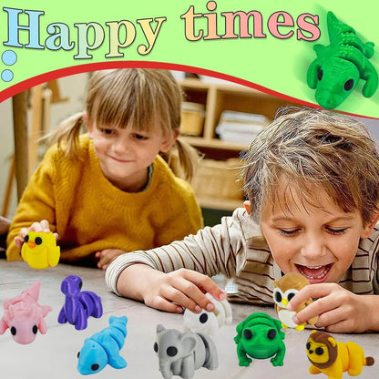 11 pcs Animal Figurines, 3D Printed Animal Figurines Set, Articulated, Party Favors, Pocket Fidget Toys Bulk, Goodie Bag Stuffers, Gifts for Boys Girls Toddlers, Office Desk Pets, Classroom rewards