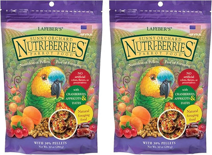 LAFEBER'S Sunny Orchard Nutri-Berries Pet Bird Food, Made with Non-GMO and Human-Grade Ingredients, for Parrots (10 oz Pack of 2)