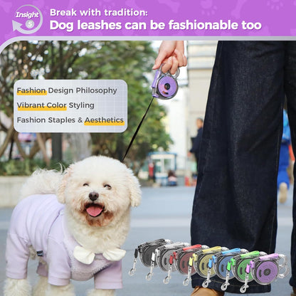 10ft Retractable Dog Leash for Small Dogs, Puppies, and Cats, 360° Tangle-Free, One-Handed Brake, Applicable to Pets of Small Size