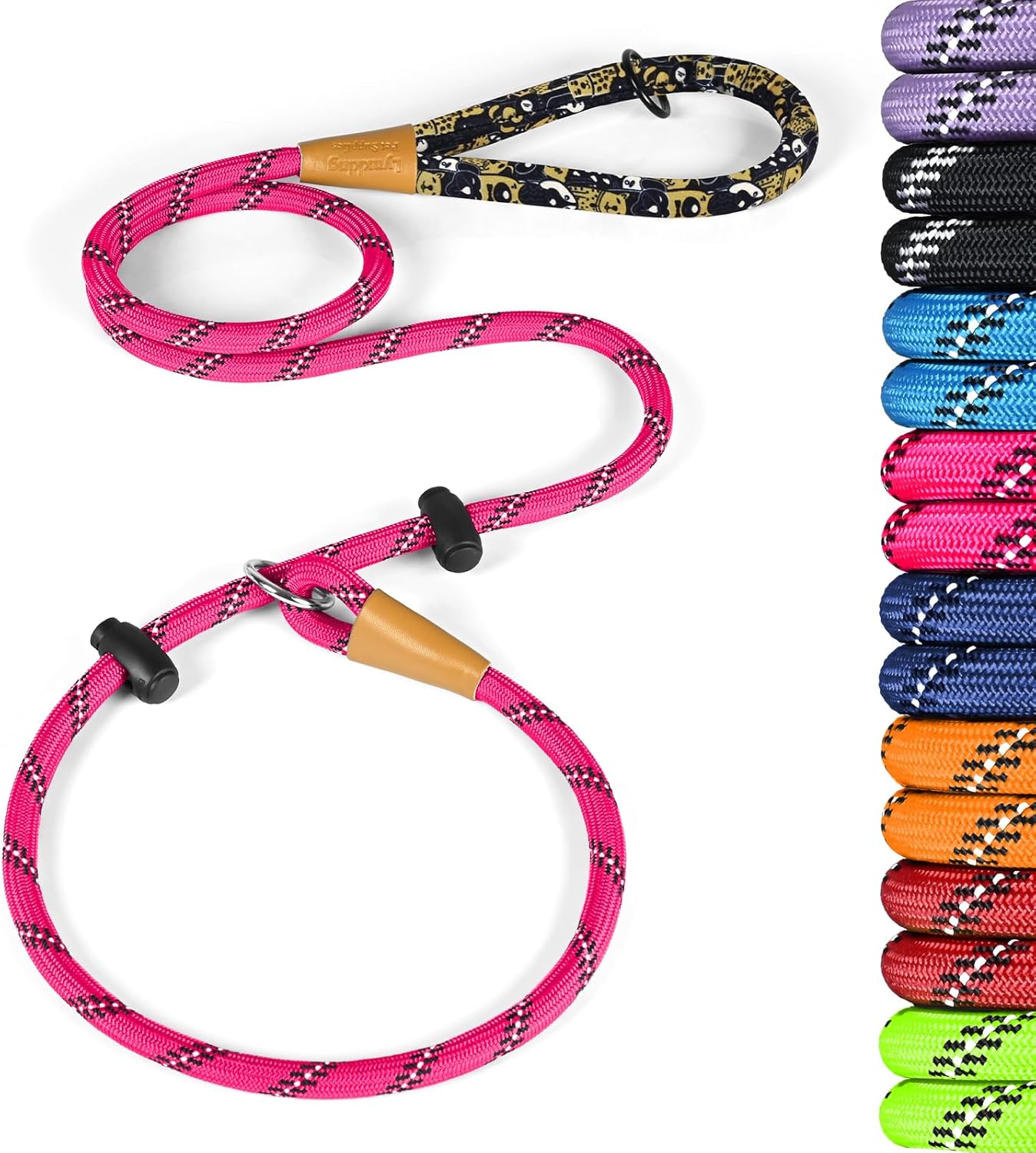 lynxking Slip Lead Dog Leash Reflective, Heavy Duty Comfortable Strong Rope Leash for Large, Medium Small Dogs No Pull Pet Training (Pink, Large 1/2in x 6ft-Slip Lead)