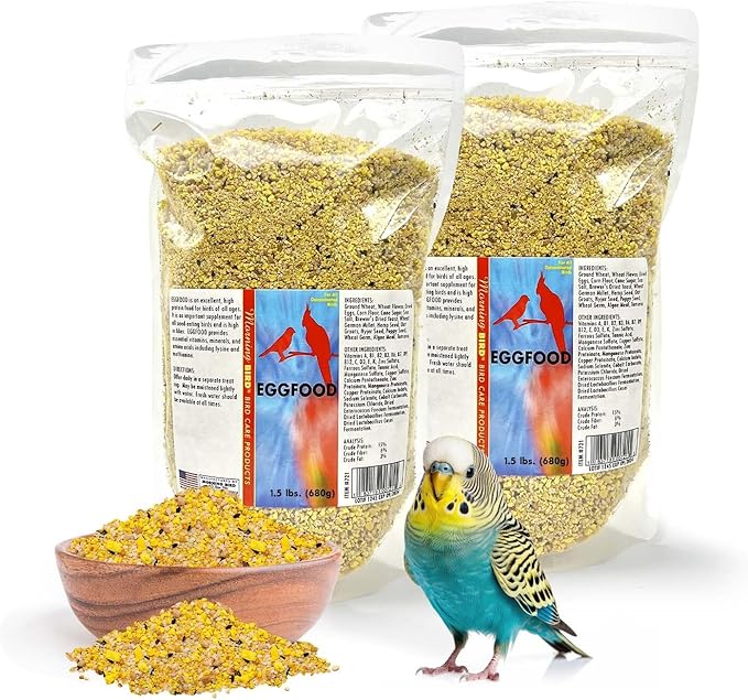 Morning Bird Eggfood 3 lbs (2-Pack, 1.5 lbs Each) – Protein Food with Essential Amino Acids, Vitamins & Minerals – Supports Growth & Feather Health – Ideal Bird Seed for Breeding and All Bird Types