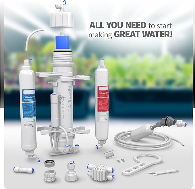 Aquatic Life RO Buddie 3-Stage Hydroponic Reverse Osmosis Water Filter System RO Filtration Unit, 75 GPD