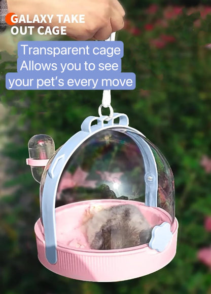 TUTU&LELE Small Animal Carrier, Travel Carry-Out Cage with Warm Plush Pads and Water Bottle can be Carried Both by Hand and Crossbody, Suitable for Dwarf Hamsters, mice, Hamsters (Blue)