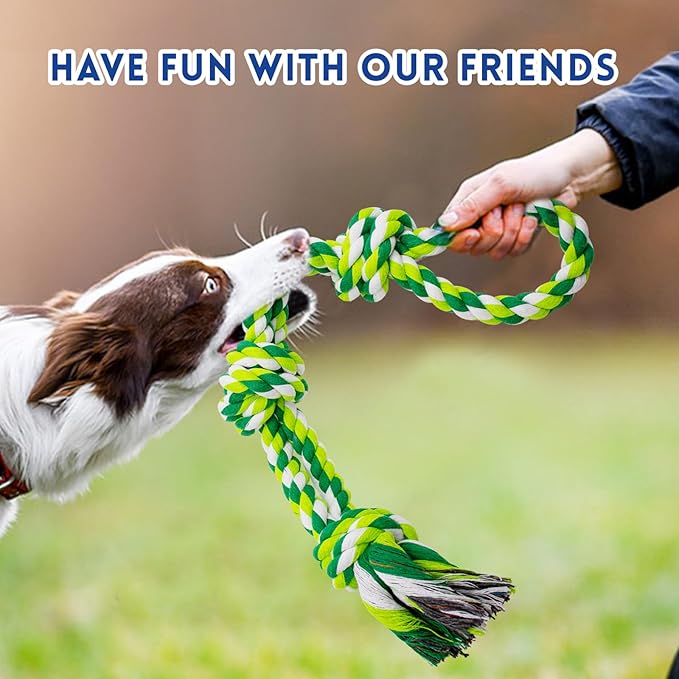 [3 Pack] Dog Rope Toys for Large and Medium Aggressive Chewers, Nearly Indestructible Rope Chew Toys, Heavy Duty 100% Cotton Tug of War Dog Toy for Boredom, Teeth Cleaning
