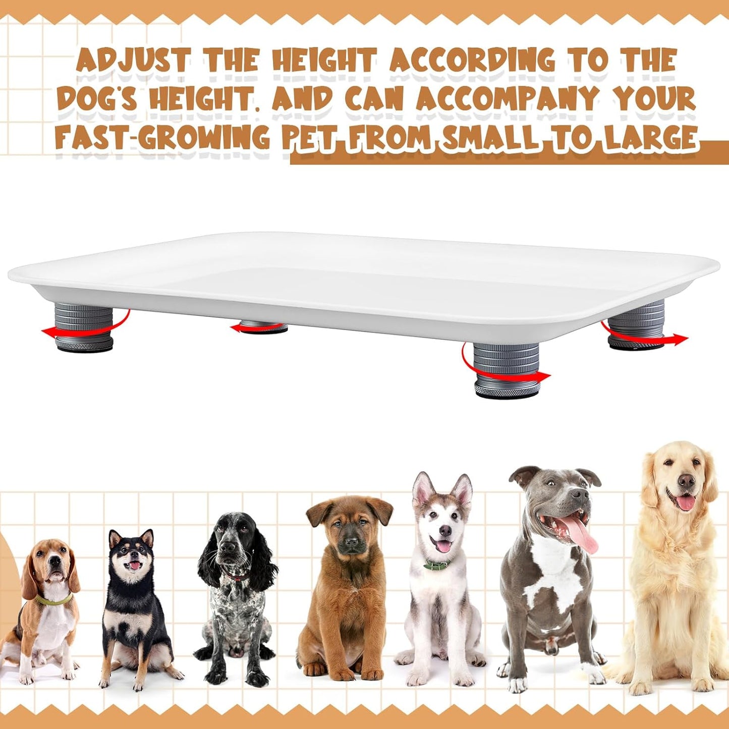 Marsui Ant Proof Cat Dog Bowl Tray - Waterless, Height Adjustable Legs for Pet Neck Comfort No Pest Pet Food Feeding Station, Kitchen Sweets & Trash Ant Barrier (White, 23mm-37mm)