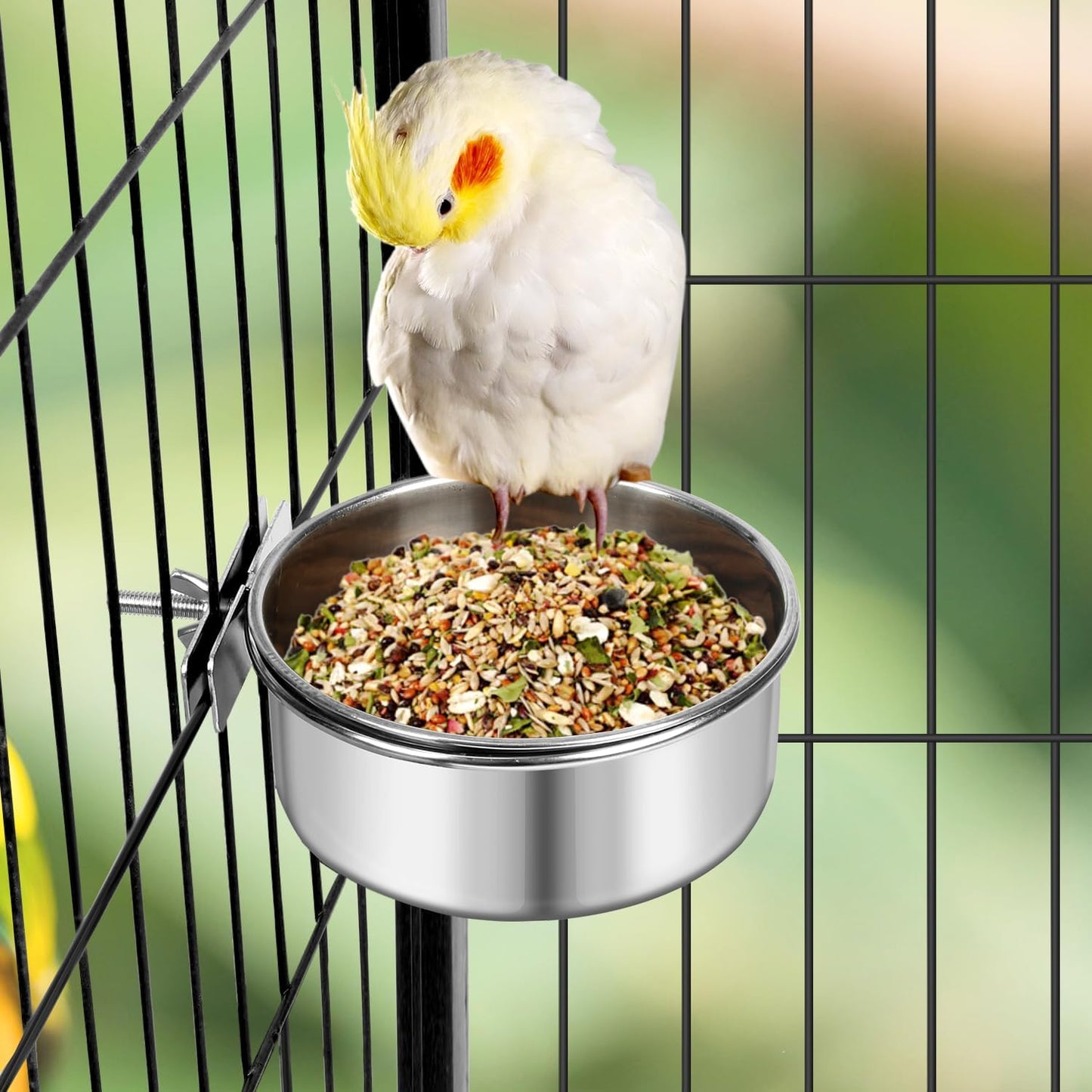 Dog Bowl Stainless Steel Pet Hanging Food Water Bowl Cage Feeding Cup Feeder for Dogs Cats Rabbits Birds Small Animal (Medium)