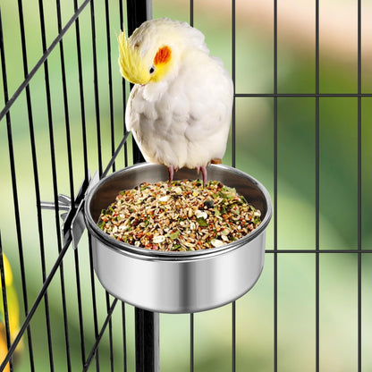 Dog Bowl Stainless Steel Dog Bowls Pet Hanging Food Water Bowl Cage Feeding Cup Feeder for Dogs Cats Rabbits Birds Small Animal (Medium (2pcs)