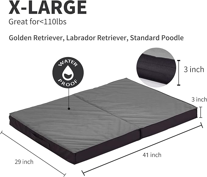Outdoor Dog Bed for Large Dogs, Waterproof & Washable, Foldable & Orthopedic, 41" All Weather