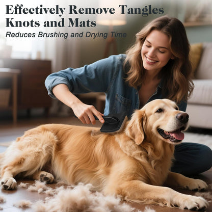 2PCS Slicker Brush for Dogs & Pet Comb,Professional Dog Grooming Brush (Goldendoodles,Poodles,Labradoodles) with Extra Long Pins to Effectively Remove Tangles, Knots and Mats (Black Large)
