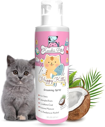 Professional Pet Grooming Spray for Kittens and Cats | All-Natural Scented Moisturizing Cat Detangler Spray | Kitten Conditioner Coat Shine Spray | Cat Grooming Supplies