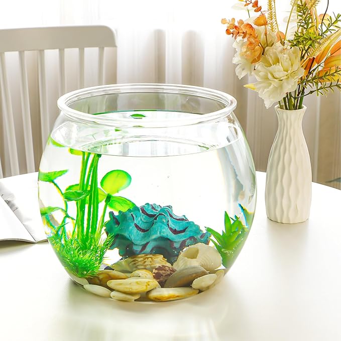 Balacoo Clear Fish Bowl: Plastic Vase Bowl Round Aquarium Terrarium Betta Fish Bowl Hydroponic Plants Holder Flower Vase