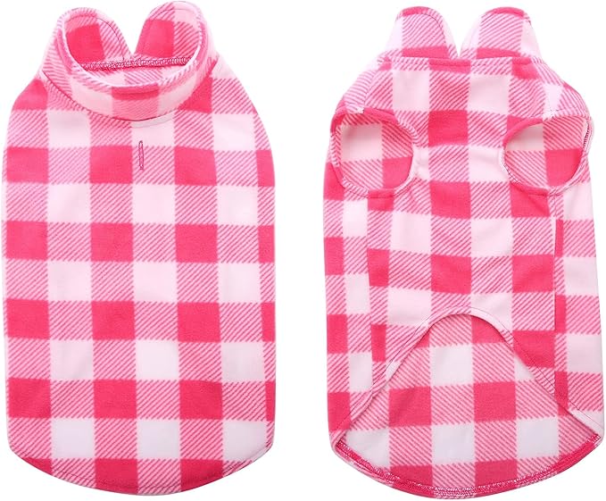 KAMA BRIDAL Spring Autumn Winter Coat Pullover Fleece Vest for Cats Small and Medium Dogs Thin Sweater Pink & White Plaid (Pink, XS)