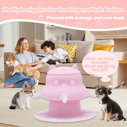 MAKOL Puppy Feeder for Nursing, Mother's Touch Feeder Nipples for Kittens, Premium Silicone Nursing Station, 4 Nipples, 230ml Capacity