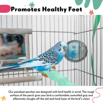 Soulchen 4 Pcs Bird Beak Grinding Calcium Stone Perches Parrot Teeth Mouth Molar Cage Accessories Platform Paw Grinding Sticks Jumping Stand for Macaws Parakeets Finches Cockatiel(Green,Pink)