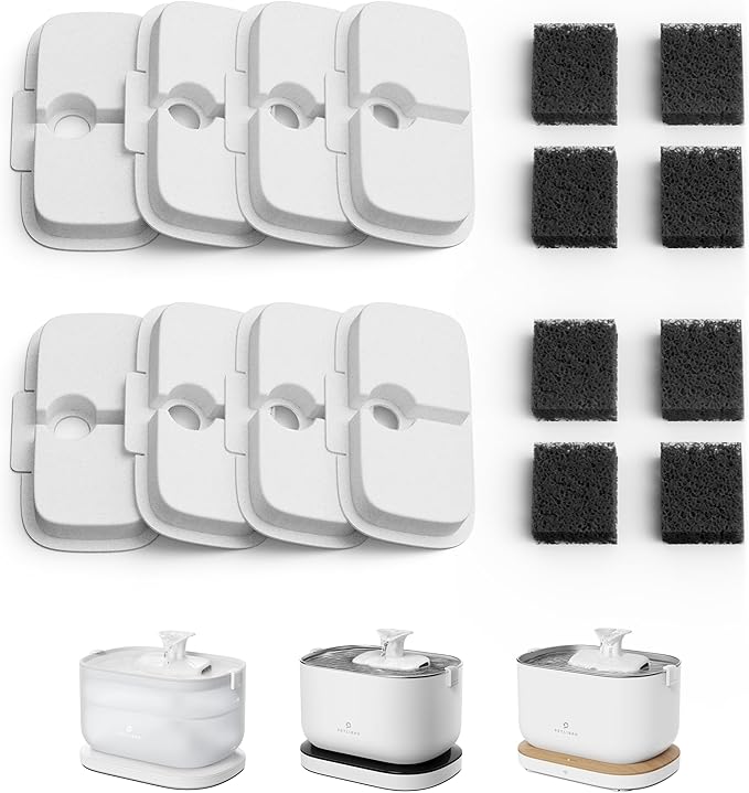 PETLIBRO Replacement Filters for Dockstream Cat Water Fountain PLWF005 PLWF115 PLWF105, 4 Months Set of Replacement Filters for Ultra Quiet Pet Water Fountain, White 8 Count (Pack of 1)