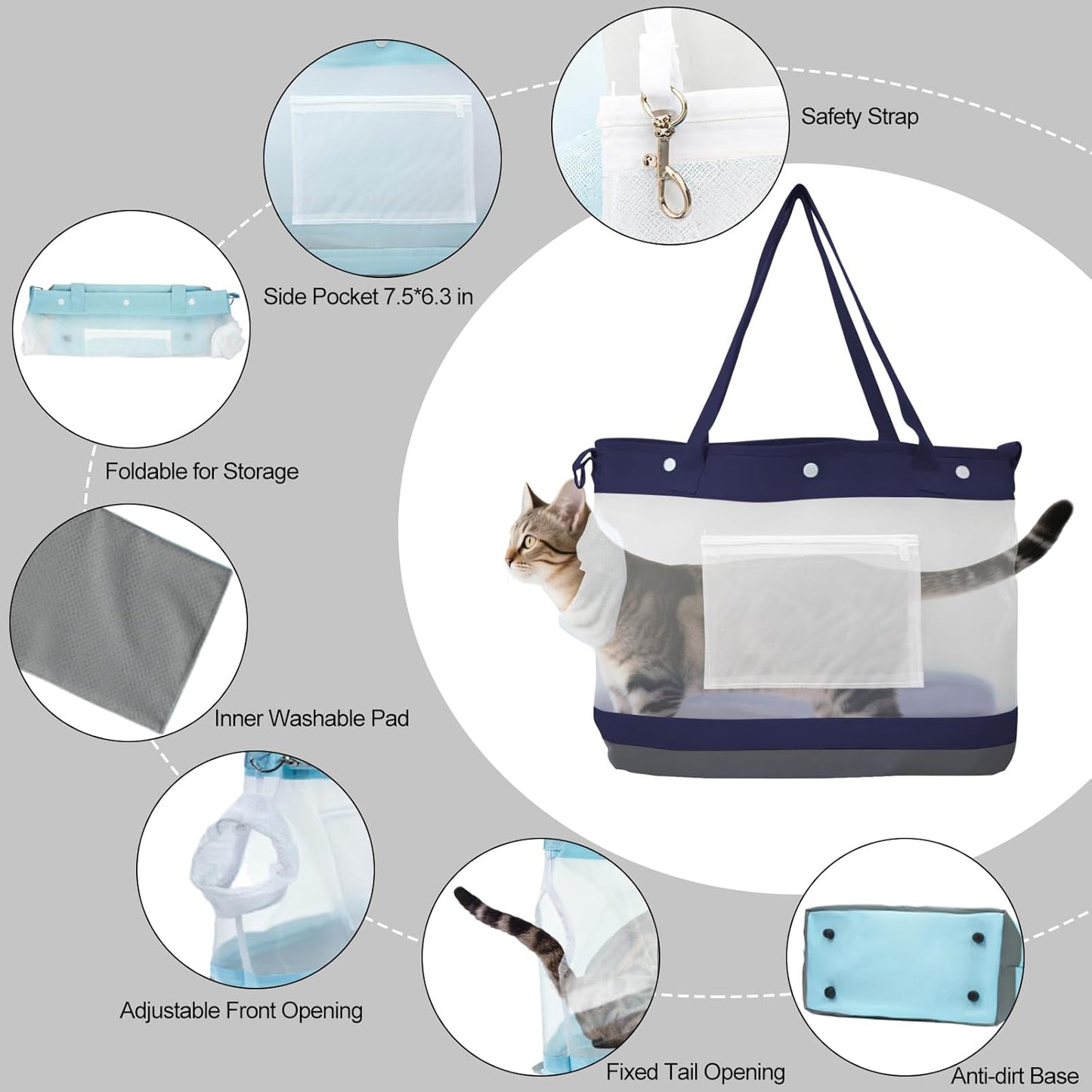 Dog Purse Carrier for Small Dogs, Cats - Dog Carrier Purse for Small Animals up to 22lbs, Collapsible Breathable Pet Carrier Sling for Outing Travel Vet-Light Blue