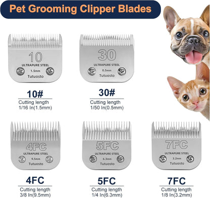 Clipper Blades Pet Grooming Clipper Replacement Blades Detachable Blade Compatible with andis/wahl/Oster Dog Clippers (2 * 10+30+4FC+5FC+7FC)