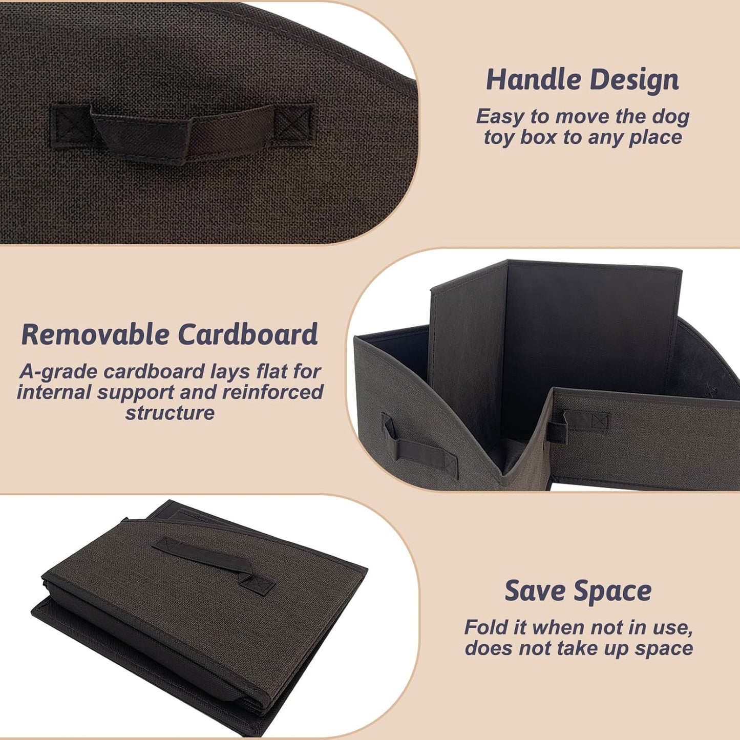 VCEPJH Collapsible Dog Toy Box Organizer-2Pack Large Dog Toy Bin with Handle Fabric Dog Treat Basket Open Dog Toy Chest for Organizing Pet Toys and Accessories Storage