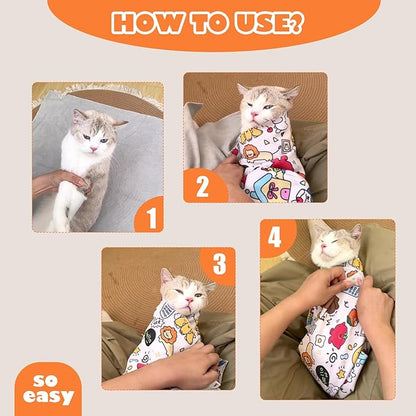 Cat Grooming Wrap, Cat Wrap Self-Adherent, Anti-Scratch Anti-Bite, Anti-Escape Grooming Bag for Cats Nail Clipping, Ear Cleaning, and Teeth Brushing (19.7 × 19.7" Dog)