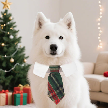 ADOGGYGO Christmas Dog Necktie, Xmas Pet Tuxedo Costume, Green Plaid Christmas Neck Tie Collars for Medium Dogs (Medium)