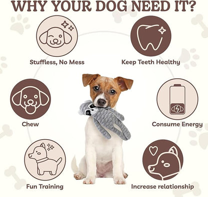 SHARLOVY No Stuffing Dog Toys Squeaky for Large Dogs, Crinkle Puppy Teething Toys to Keep Them Busy, Plush Interactive Doggie Long Lasting Chews for Aggressive Chewers