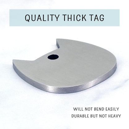 Ultra Joys Cat ID Tag Personalized Pet Tags, Durable Stainless Steel Small Pet Mini Dog Cat Tag Lightweight - Cathead Tag in Silver