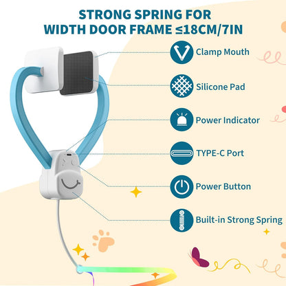 Interactive Cat Toys for Indoor Cats,Enrichment Stimulation Toys, Electric Hanging Door Clip Ribbon Kitty Toy,Automatic Play Chase Exercise Feather Toys for Bored Indoor Adult & Kitten Cats