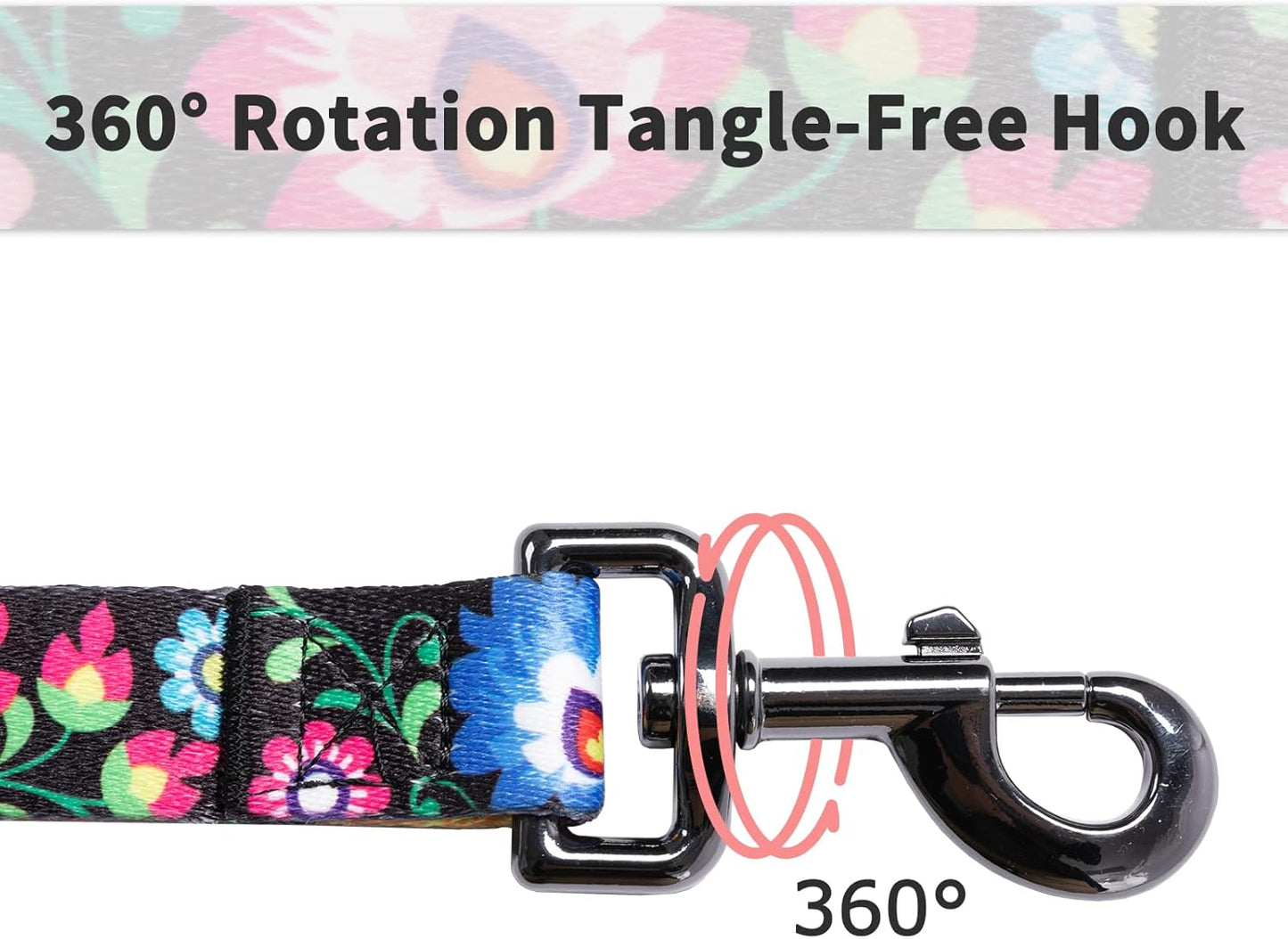 Ihoming Puppy Collar and Leash Set for Daily Outdoor Walking Running Training, Black Colorful Flowers Design for Extra Small Boys Girls Dogs Cats Pets, XS-Up to 10LBS