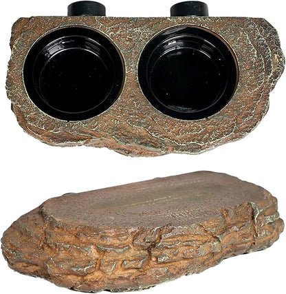 OIIBO Magnetic Reptile Feeder Ledge, Crested Gecko Feeding Ledge with 6PCS Food Cups Reptile Food Dish Water Bowl Tank Accessories for Bearded Dragon Chameleon Lizard Snake