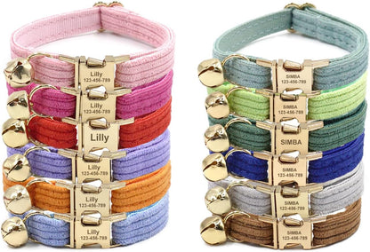 Personalized Cat Collar with Engraved Name Phone Number for Boy and Girl Kitten