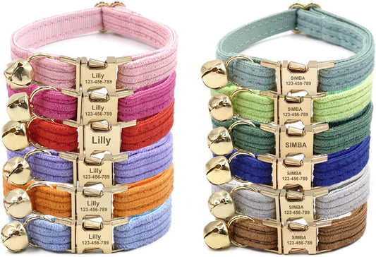 Personalized Cat Collar with Engraved Name Phone Number for Boy and Girl Kitten